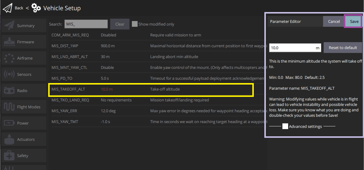 Changing a parameter value